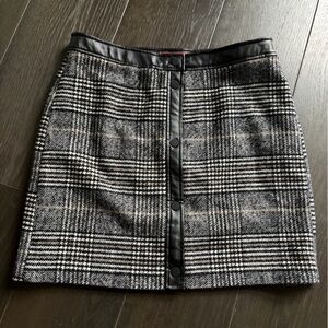 Esprit Checkered Mini Skirt with Faux Leather Detail